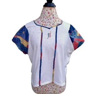 Vintage 70's Pisces T-Shirt Celestial Zodiac Astrological Boho Crop Top size XL